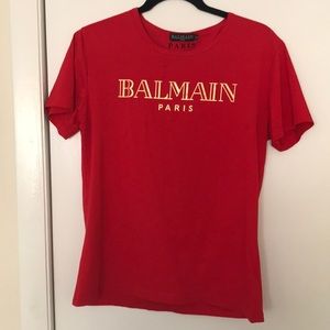Men’s red balmain shirt